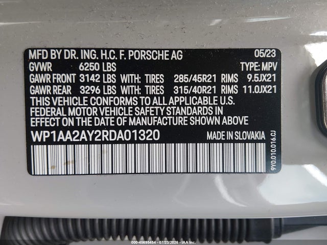 Aukcja sprzedaży 2024 Porsche Cayenne, vin: WP1AA2AY2RDA01320, numer aukcji: 45695454