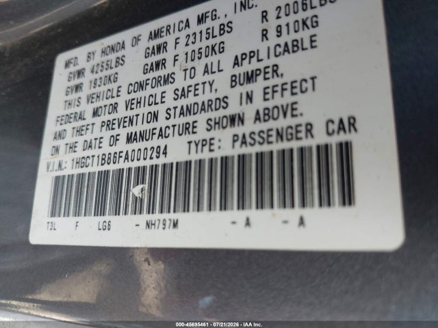 Honda Accord Ex-l 2015 1HGCT1B86FA000294 Image 9