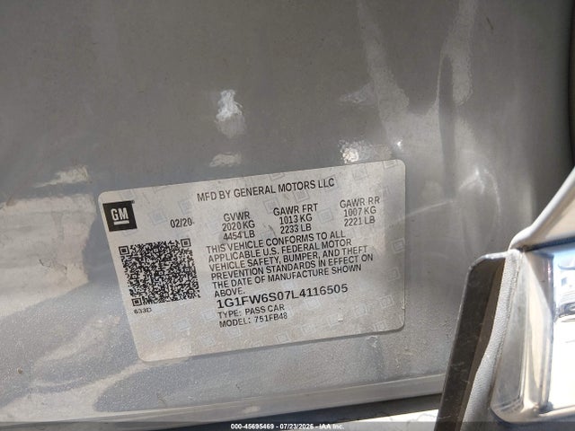 1G1FW6S07L4116505 Chevrolet Bolt Ev Fwd Lt