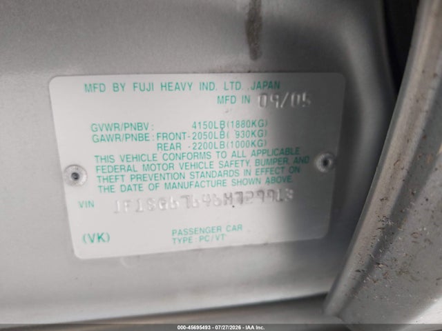 Aukcja sprzedaży 2006 Subaru Forester 2.5x L.l. Bean Edition, vin: JF1SG67646H729913, numer aukcji: 45695493