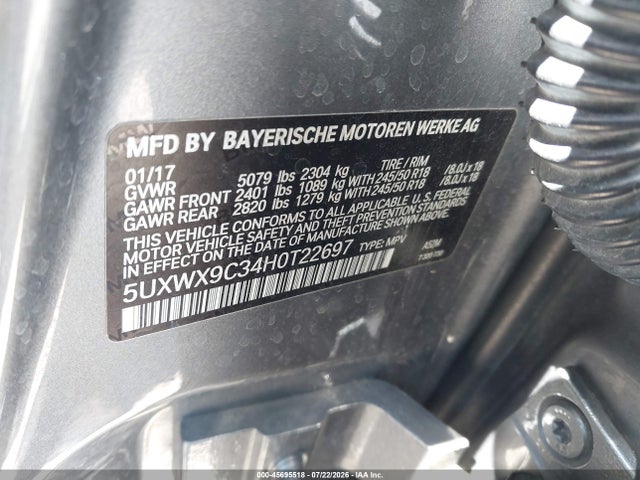 Продаж на аукціоні авто 2017 Bmw X3 Xdrive28i, vin: 5UXWX9C34H0T22697, номер лоту: 45695518