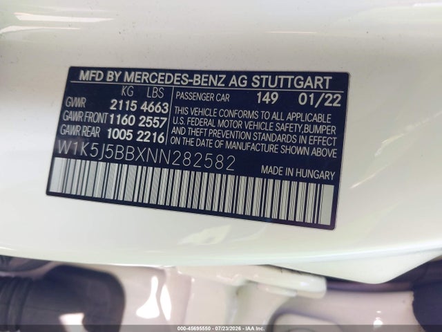 2022 Mercedes-benz Amg Cla 35 4matic მანქანა იყიდება აუქციონზე, vin: W1K5J5BBXNN282582, აუქციონის ნომერი: 45695550