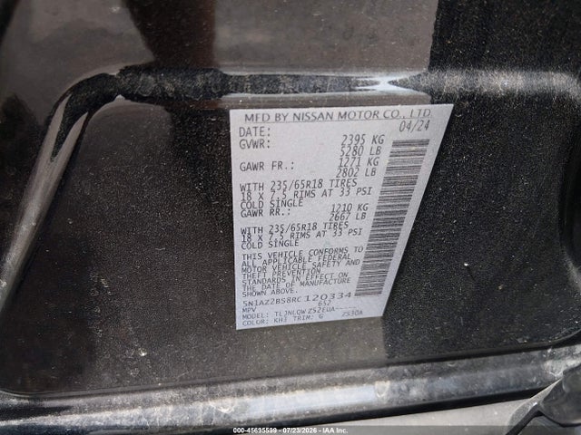 Продажа на аукционе авто 2024 Nissan Murano Sv Intelligent Awd, vin: 5N1AZ2BS8RC120334, номер лота: 45695599