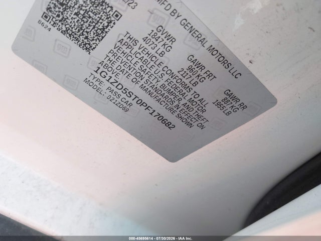 2023 Chevrolet Malibu Fwd 1lt მანქანა იყიდება აუქციონზე, vin: 1G1ZD5ST0PF170682, აუქციონის ნომერი: 45695614