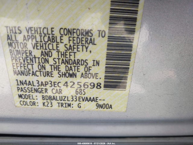 Nissan Altima 2.5 Sv 2014 1N4AL3AP3EC425698 Image 9