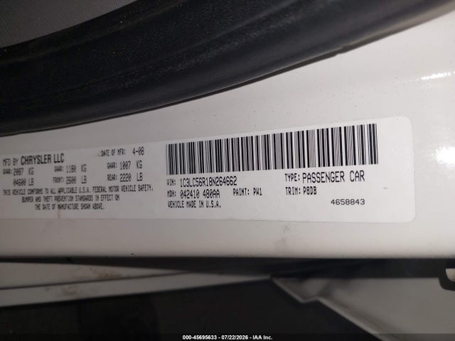 Продаж на аукціоні авто 2008 Chrysler Sebring Touring, vin: 1C3LC56R18N264662, номер лоту: 45695633