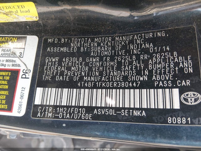 Toyota CAMRY LE 2014 4T4BF1FK0ER380447 Image 9
