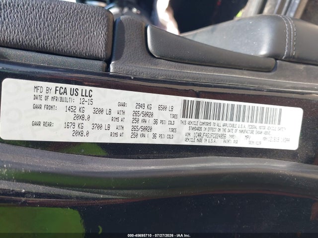 Продаж на аукціоні авто 2015 Jeep Grand Cherokee Altitude, vin: 1C4RJFAG1FC224856, номер лоту: 45695710