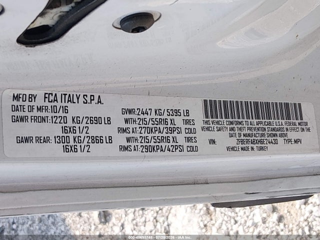 45695748 :رقم المزاد ، ZFBERFABXH6E24430 vin ، 2017 Ram Promaster City Tradesman مزاد بيع