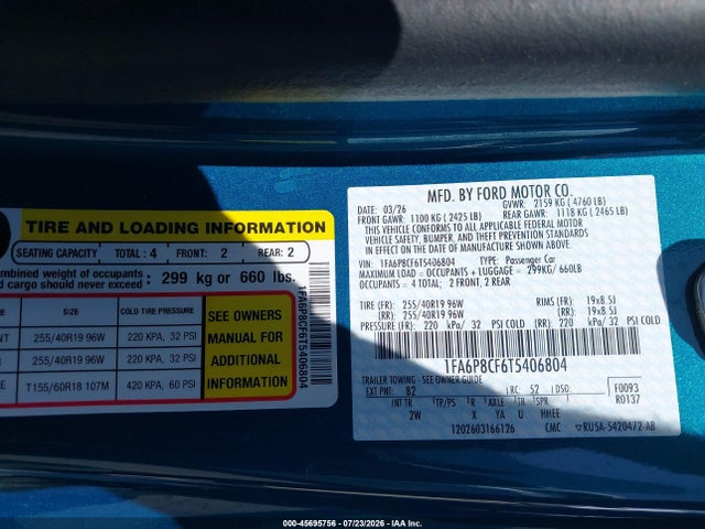 Ford Mustang Gt Fastback 2026 1FA6P8CF6T5406804 Image 9