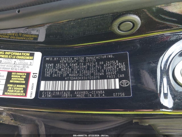 Toyota CAMRY LE 2025 4T1DAACKXSU105976 Image 9