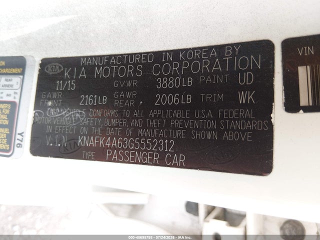 Aukcja sprzedaży 2016 Kia Forte Lx, vin: KNAFK4A63G5552312, numer aukcji: 45695788