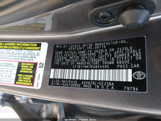 Toyota CAMRY SE 2019 4T1B11HK7KU844495 Image 9