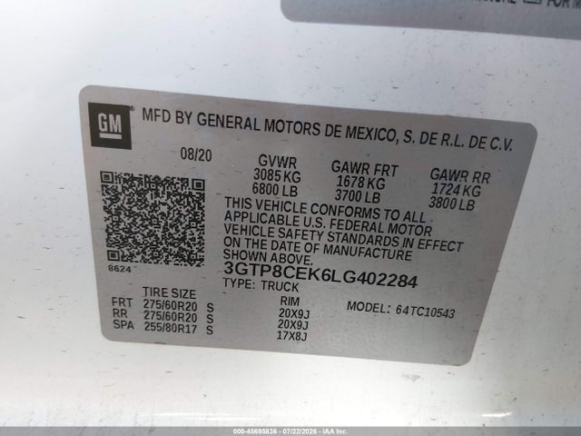 3GTP8CEK6LG402284 GMC Sierra 1500 2wd Short Box Elevation