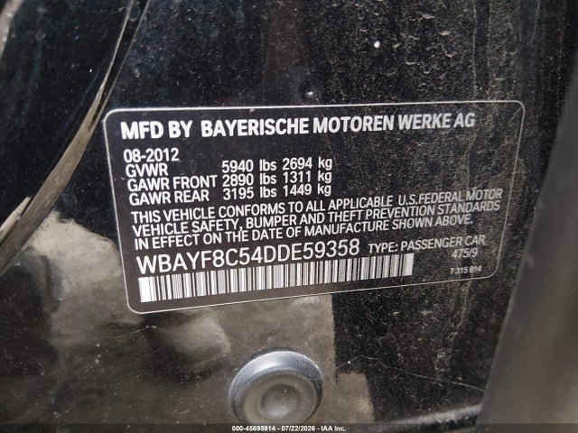Продажа на аукционе авто 2013 Bmw 750li Xdrive, vin: WBAYF8C54DDE59358, номер лота: 45695914