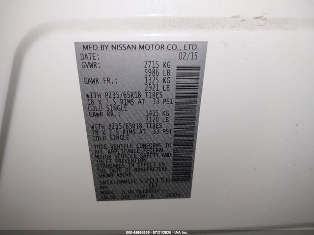 Infiniti QX60 2015 5N1AL0MM5FC520156 Image 9