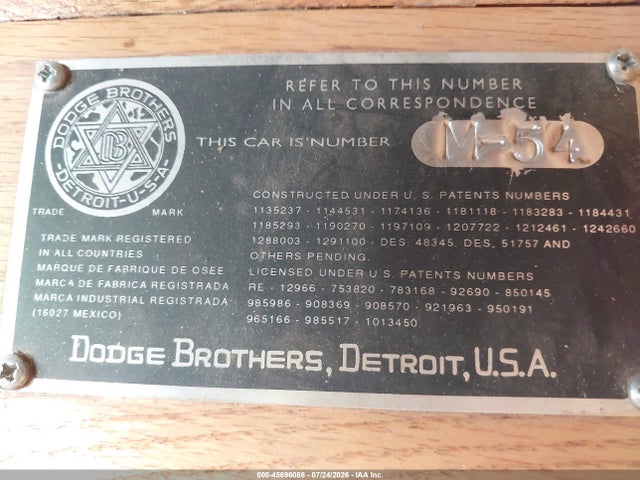 45696086 :رقم المزاد ، M10307 vin ، 1928 Dodge Brothers مزاد بيع