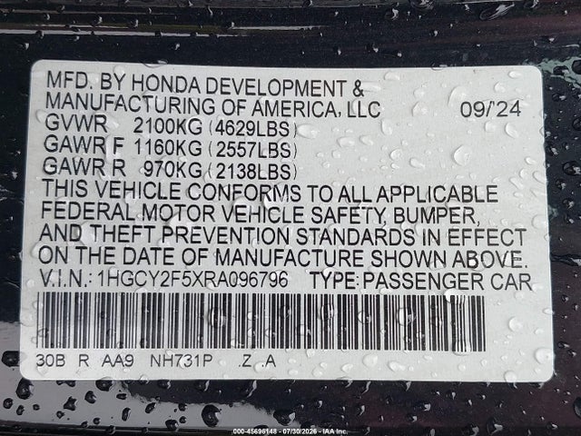 Продажа на аукционе авто 2024 Honda Accord Hybrid Sport, vin: 1HGCY2F5XRA096796, номер лота: 45696148