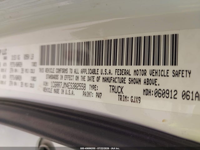 Продажа на аукционе авто 2014 Ram 1500 Laramie, vin: 1C6RR7JM4ES382558, номер лота: 45696205