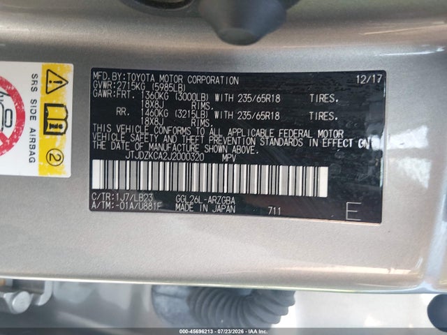 Продажа на аукционе авто 2018 Lexus Rx 350l Premium, vin: JTJDZKCA2J2000320, номер лота: 45696213