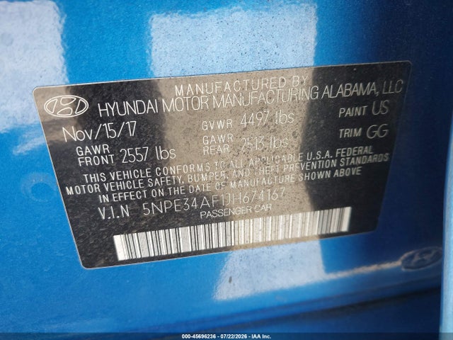Hyundai SONATA SEL 2018 5NPE34AF1JH674167 Image 9