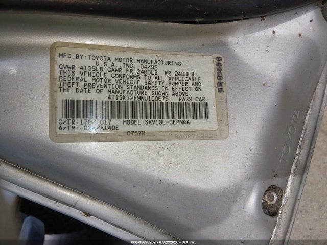 Auction sale of the 1992 Toyota Camry Le, vin: 4T1SK12E9NU100675, lot number: 45696257