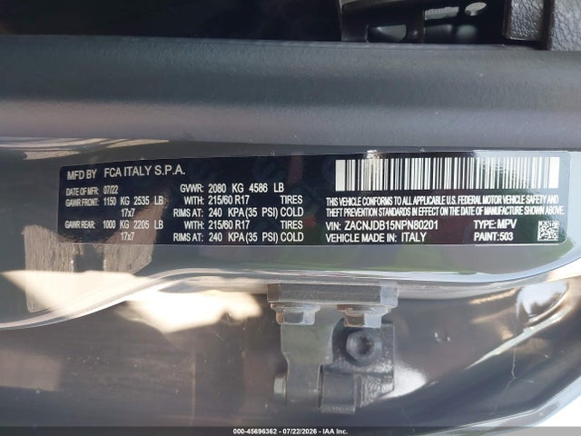 ZACNJDB15NPN80201 Jeep Renegade Latitude 4x4