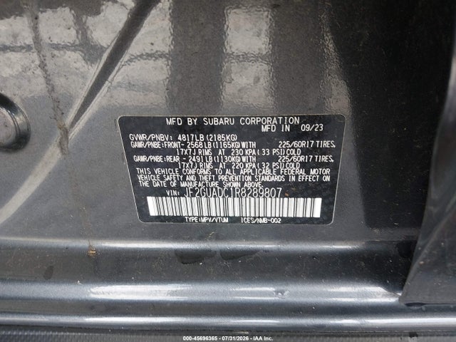 45696365 :رقم المزاد ، JF2GUADC1R8289807 vin ، 2024 Subaru Crosstrek Premium مزاد بيع