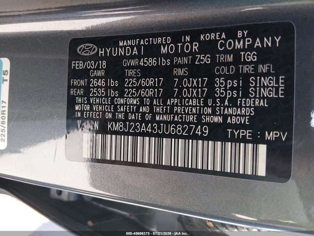 Hyundai TUCSON SE 2018 KM8J23A43JU682749 Image 9