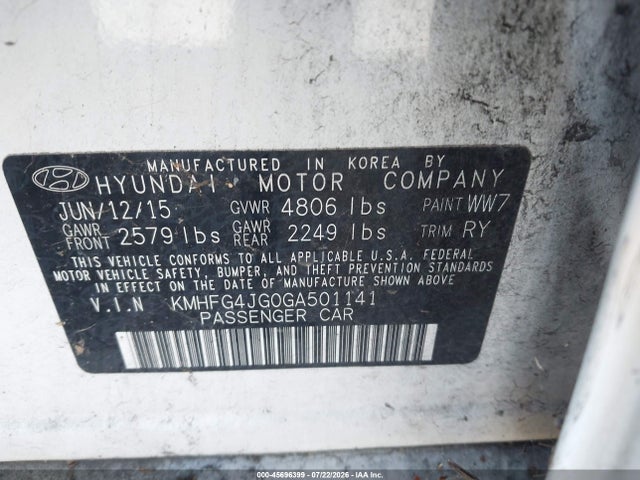 Hyundai Azera 2016 KMHFG4JG0GA501141 Image 9