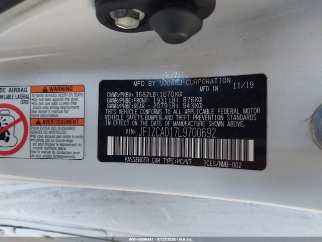 JF1ZCAD17L9700692 Subaru Brz Ts