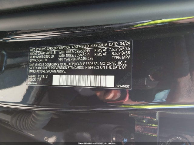 Auction sale of the 2025 Volvo Ex40 Core, Twin Motor, Fully Electric, vin: YV4ER3HJ1S2454286, lot number: 45696449