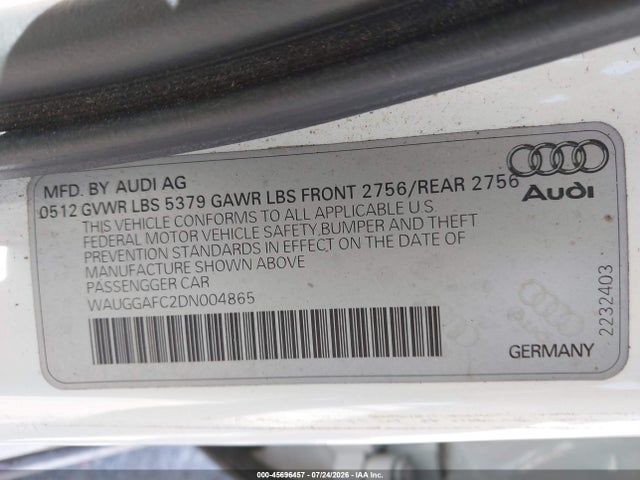 Продаж на аукціоні авто 2013 Audi A6 3.0t Premium, vin: WAUGGAFC2DN004865, номер лоту: 45696457