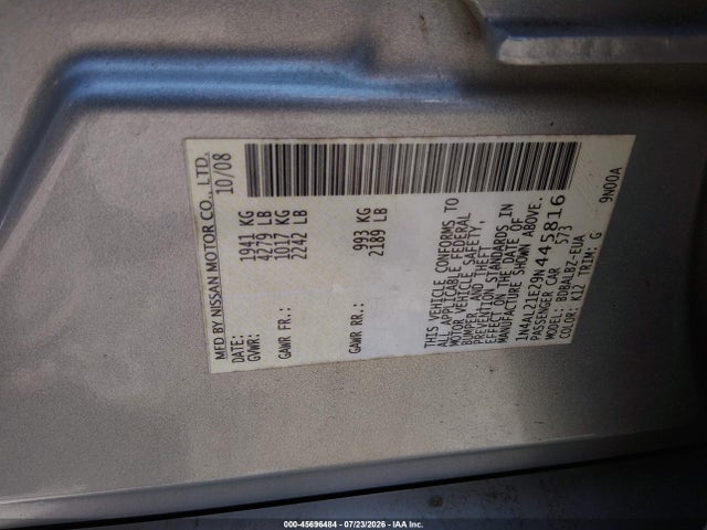 Продажа на аукционе авто 2009 Nissan Altima 2.5 S, vin: 1N4AL21E29N445816, номер лота: 45696484