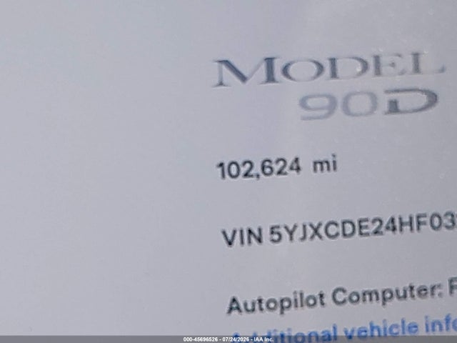 45696526 :رقم المزاد ، 5YJXCDE24HF032390 vin ، 2017 Tesla Model X 100d/75d/90d مزاد بيع