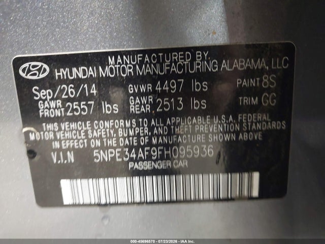 Продажа на аукционе авто 2015 Hyundai Sonata Limited, vin: 5NPE34AF9FH095936, номер лота: 45696570