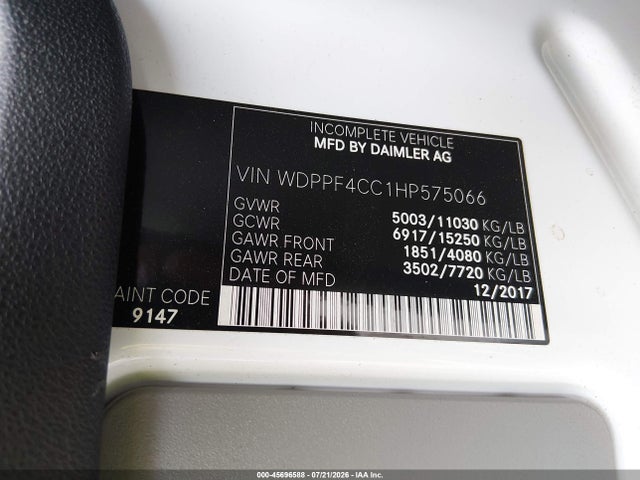 Freightliner Sprinter 3500 2017 WDPPF4CC1HP575066 Image 9