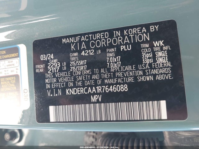 Продаж на аукціоні авто 2024 Kia Seltos Ex, vin: KNDERCAA1R7646088, номер лоту: 45696600