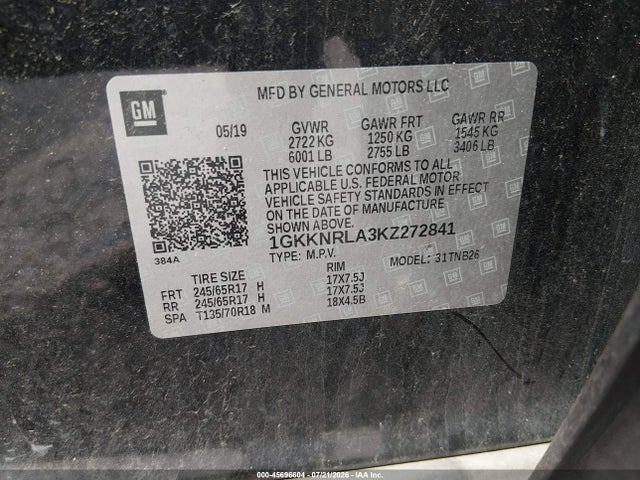 GMC Acadia Sle-1 2019 1GKKNRLA3KZ272841 Image 9
