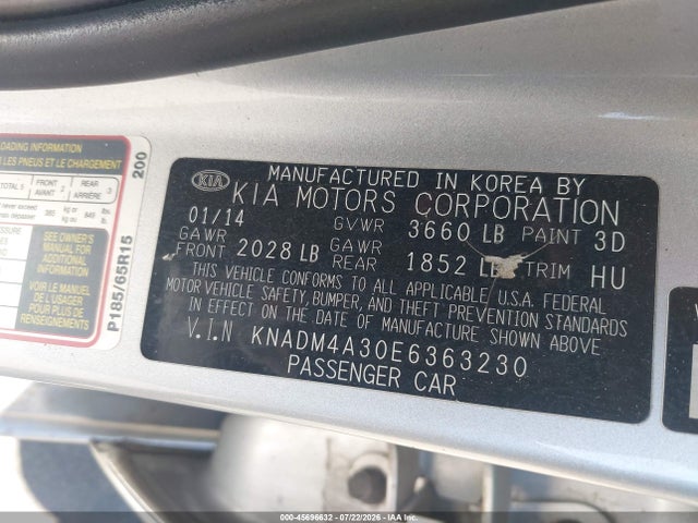 KIA RIO LX 2014 KNADM4A30E6363230 Image 9