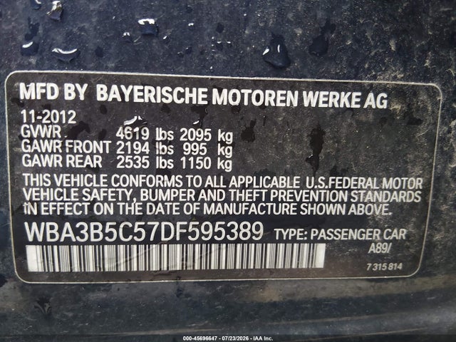 45696647 :رقم المزاد ، WBA3B5C57DF595389 vin ، 2013 Bmw 328i Xdrive مزاد بيع