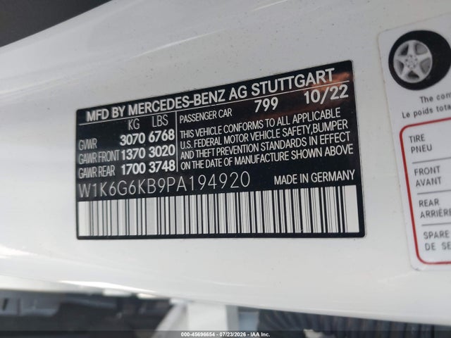 Продажа на аукционе авто 2023 Mercedes-benz S 580e 4matic, vin: W1K6G6KB9PA194920, номер лота: 45696654