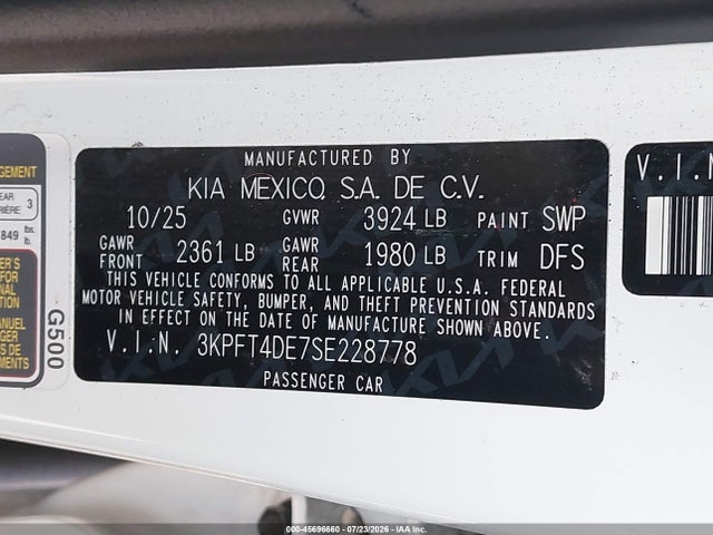 KIA K4 Lxs 2025 3KPFT4DE7SE228778 Image 9