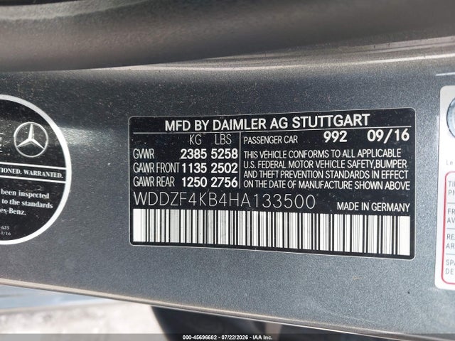 Продажа на аукционе авто 2017 Mercedes-benz E 300 4matic, vin: WDDZF4KB4HA133500, номер лота: 45696682