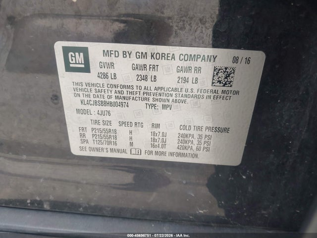 45696751 :رقم المزاد ، KL4CJBSB8HB004974 vin ، 2017 Buick Encore Preferred Ii مزاد بيع
