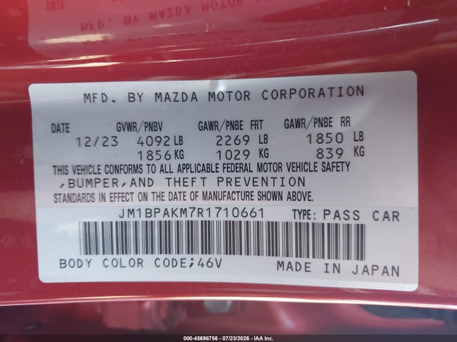 JM1BPAKM7R1710661 Mazda MAZDA3