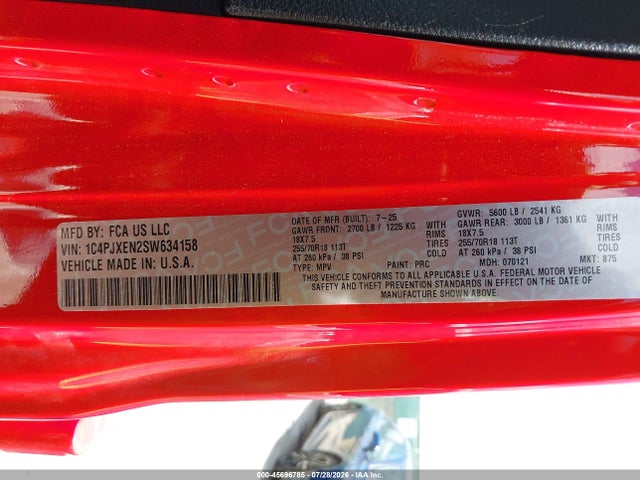 Продажа на аукционе авто 2025 Jeep Wrangler 4-door Sahara 4x4, vin: 1C4PJXEN2SW634158, номер лота: 45696785