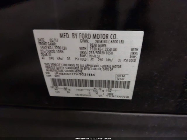 Ford Explorer Platinum 2017 1FM5K8HT7HGD21884 Image 9
