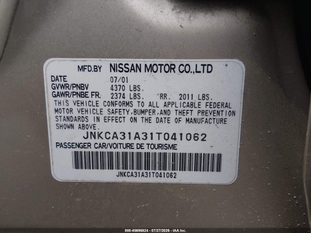 Продаж на аукціоні авто 2001 Infiniti I30 Luxury, vin: JNKCA31A31T041062, номер лоту: 45696824