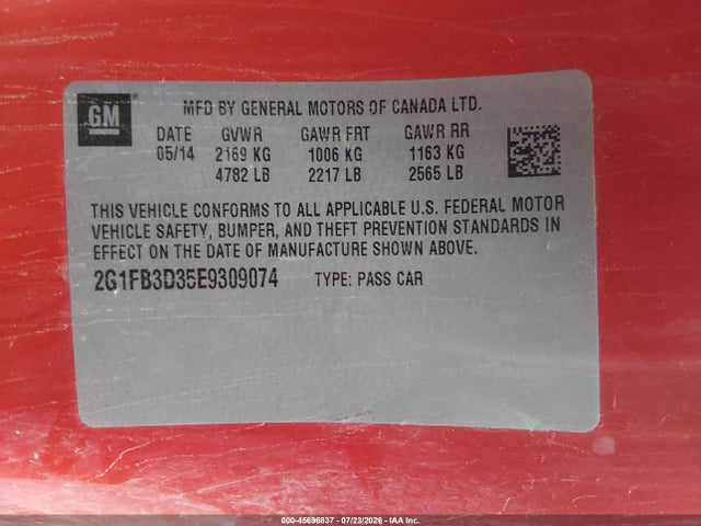 Chevrolet Camaro 1lt 2014 2G1FB3D35E9309074 Image 9